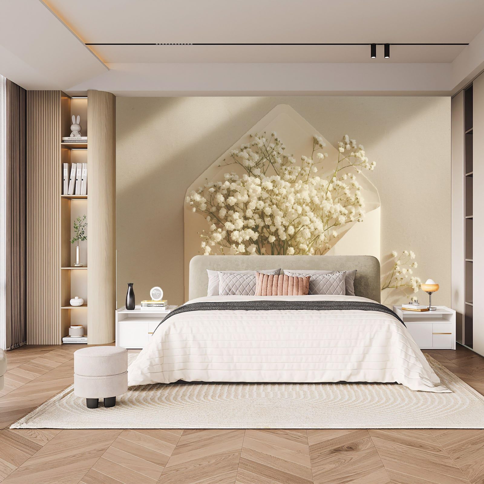 Carta da Parati in Tessuto Non Tessuto 450x315 cm 3D Buste Moda Piante Fiori Murale Moderna Fotografica Wallpaper Opaco Impermeabile Per Soggiorno Camera Letto Sala Ufficio Decorazione