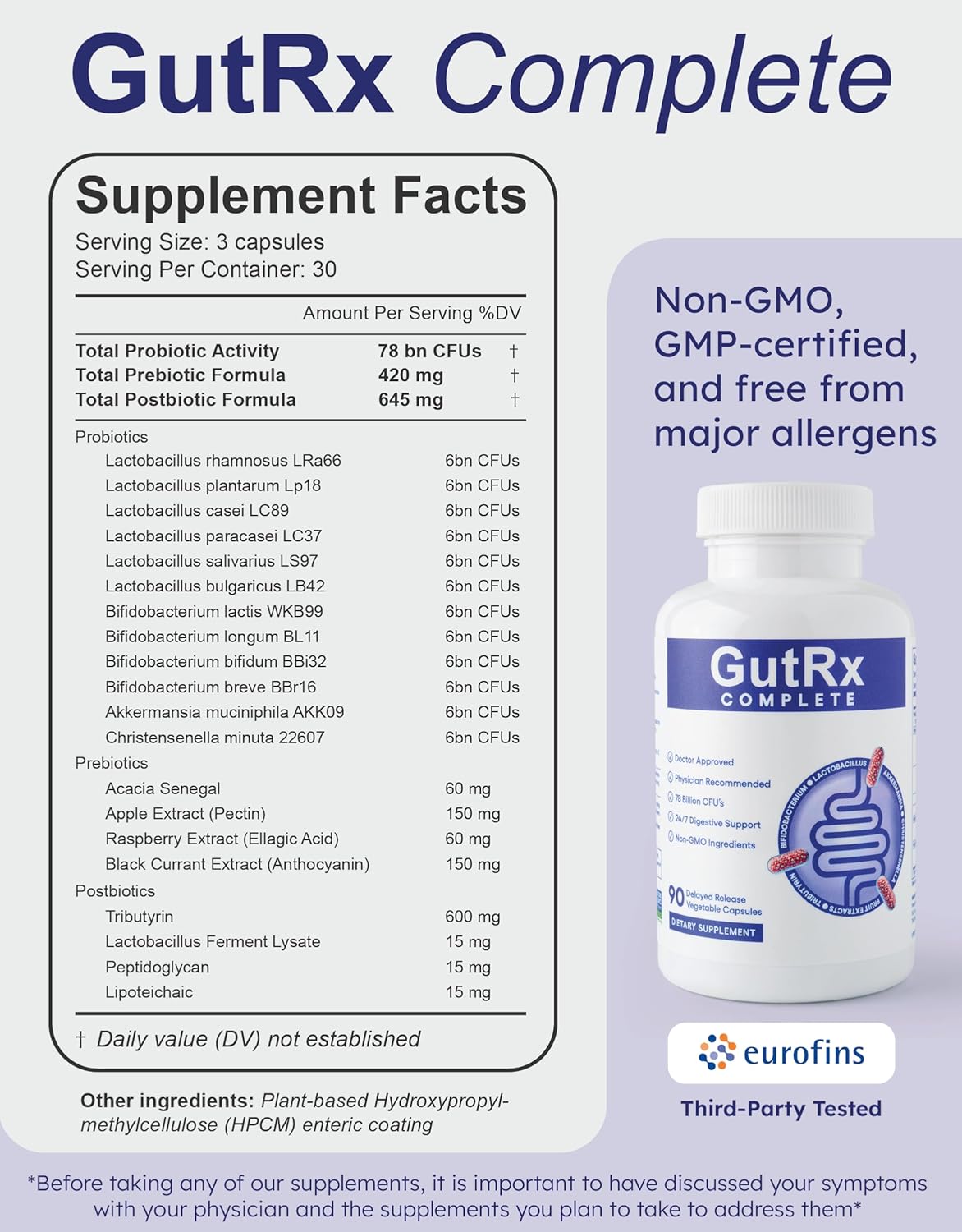 Complete Probiotic, Prebiotic, Postbiotic, GLP-1 Alternative with Akkermansia & Christensenella for Gas, Bloating, Gut Barrier & Microbiome Support – 78 Billion CFU – Enteric-Coated – 90 Count - Image 7