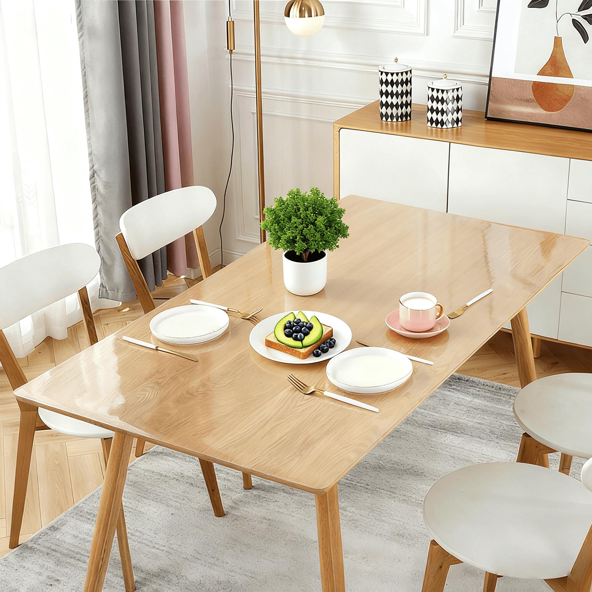 Nappe transparente 125 x 380 cm protection table salle à manger