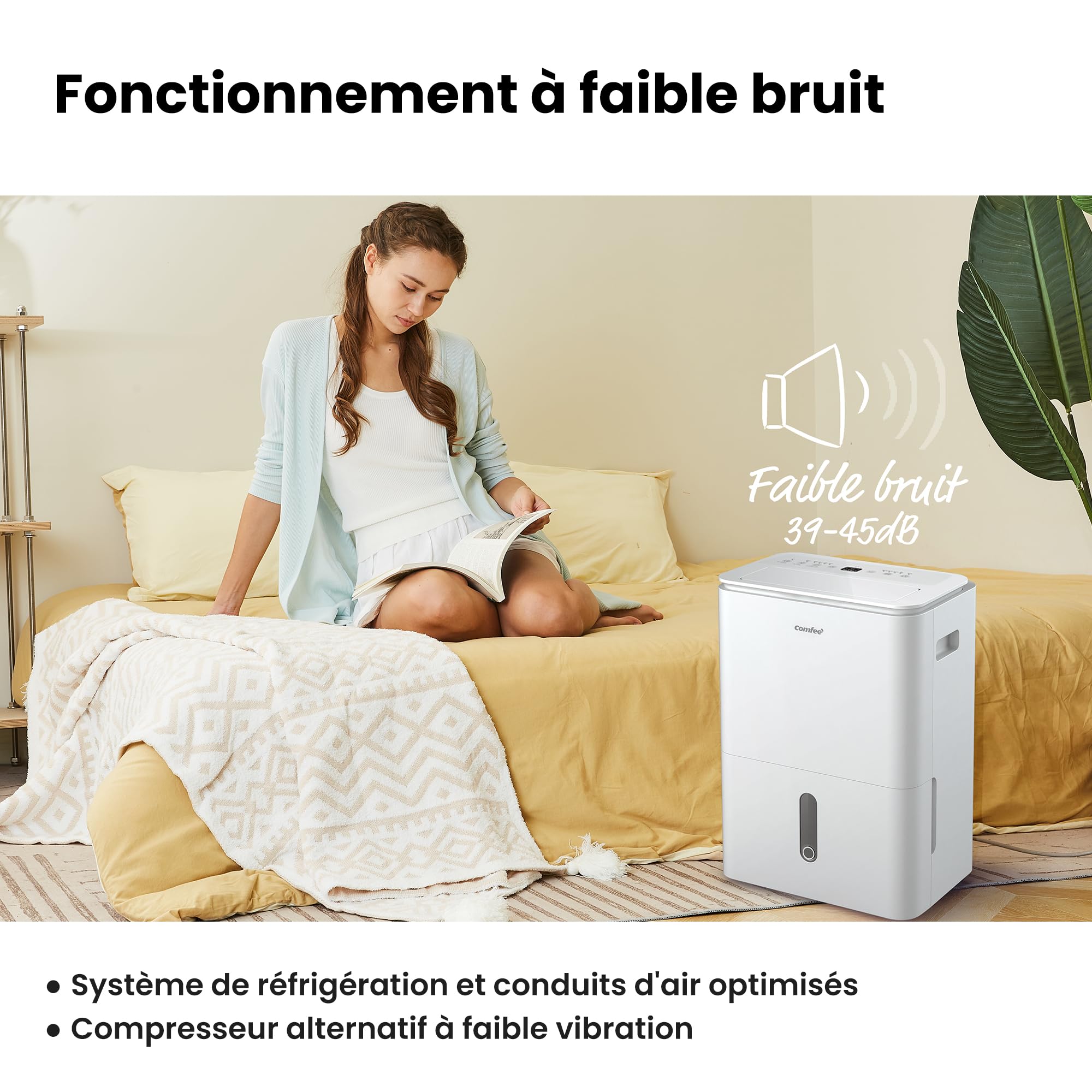 COMFEE' Déshumidificateur Easy Dry 20L/jour, 4 Modes, Deshumidificateur d'air Connecté, Réservoire 3L, Sèche-Linge, Fonction Swing, Pour pièce de 40㎡/100m