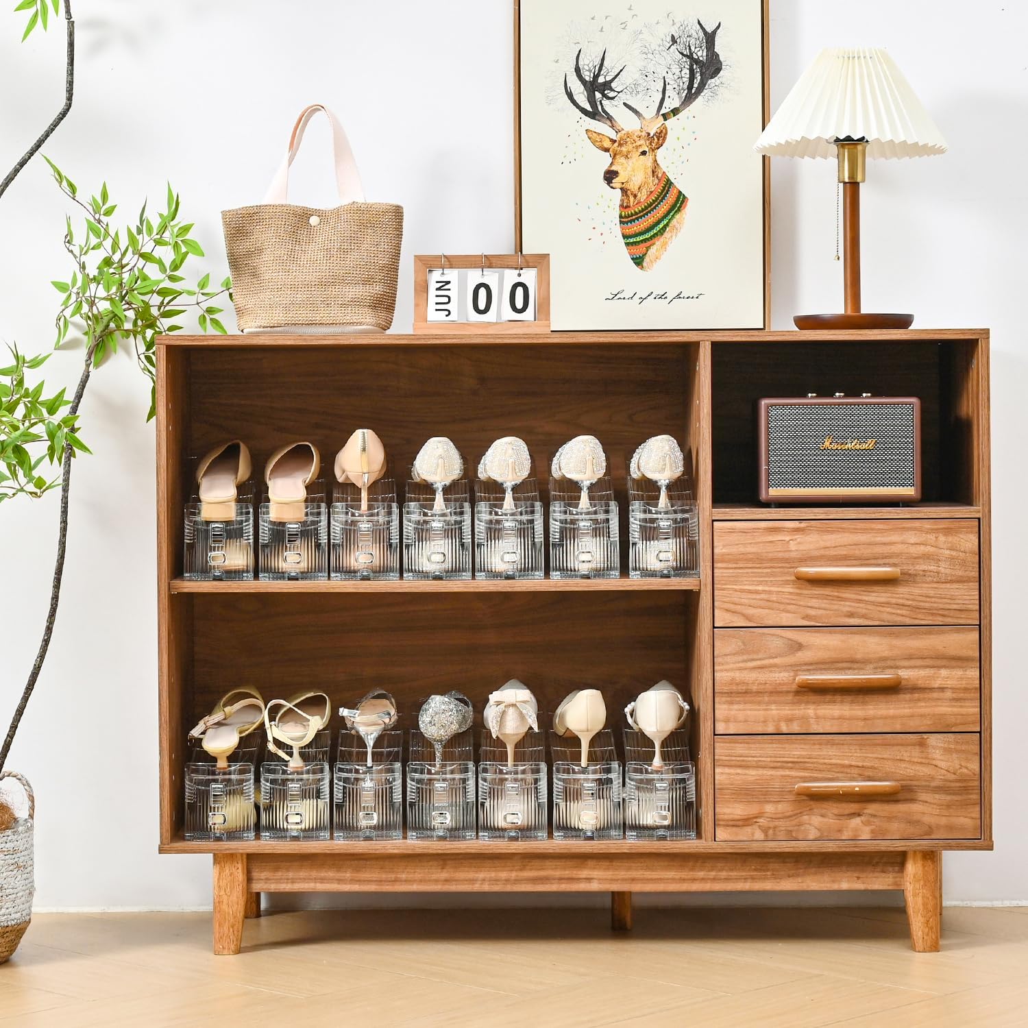 shoe slots organizer?15pack shoe stackers for a pair of shoes,adjustable shoe rack with three levels?shoe storage shoe space saver 15pack clear