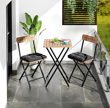 Bistro Set Cushioned Garden Table Chair Pine 1401