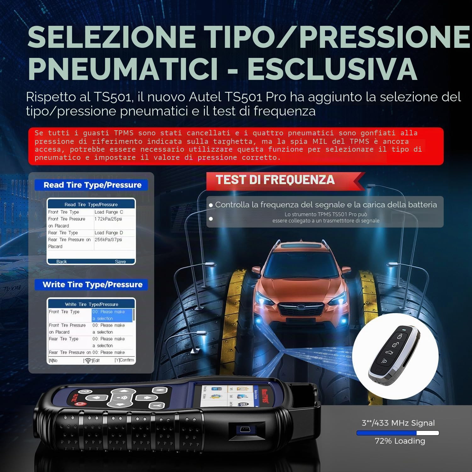 Autel MaxiTPMS TS501 PRO Strumento Programmazione TPMS, Uguale a TS508, Strumento Riapprendimento TPMS 2026 Più Recente di TS501 TS408S, Attiva Riapprendimento 99% Sensori, Programma MX Sensori Autel