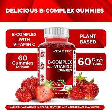 Vitamatic Vitamin B Complex Gummies with Vitamin C & Inositol, 60 Ct