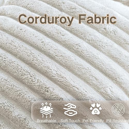 Miniatura 5 de Kingdura Sofá modular Cloud de 105.5 pulgadas con diván en forma de L, moderno sofá modular beige con asiento profundo, tela de pana, no requiere