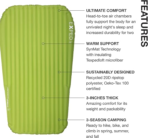 Miniatura 3 de Exped Ultra Series 1R, 3R, 5R, 7R Single & Duo - Alfombrilla ligera para mochileros - Plegable y cómoda - Almohadilla de dormir con bolsa de bomba