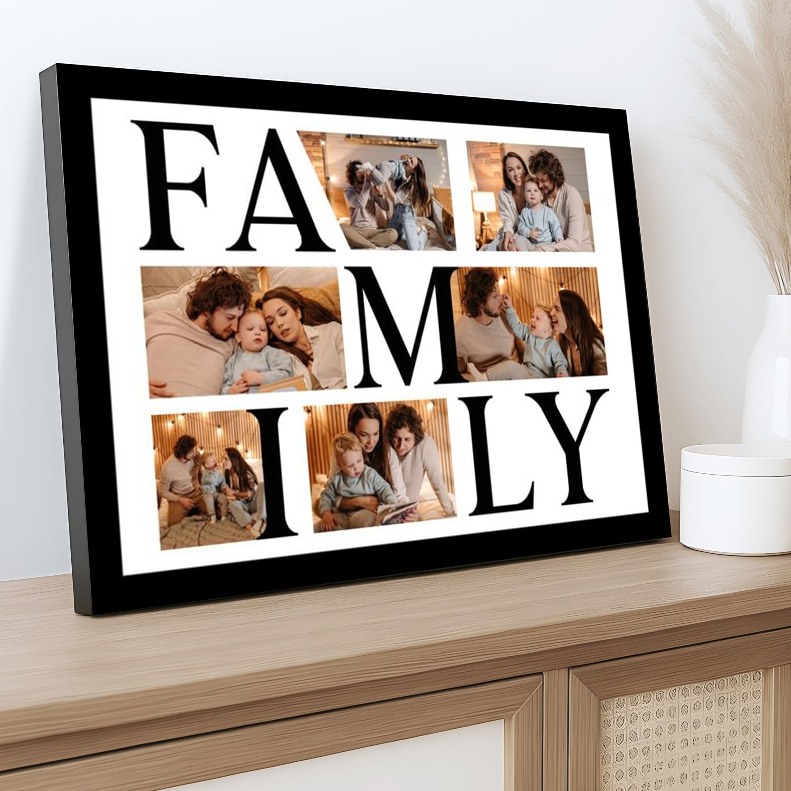 SNAP ART Customized Family with 6 Photo Collage print for Mother, Dad, Sister Brother Gifts Photo Frame With Photo Upload, Birthday, Anniversary Gift for Husband, Couple, Brother, Sister, Parrents(A4)