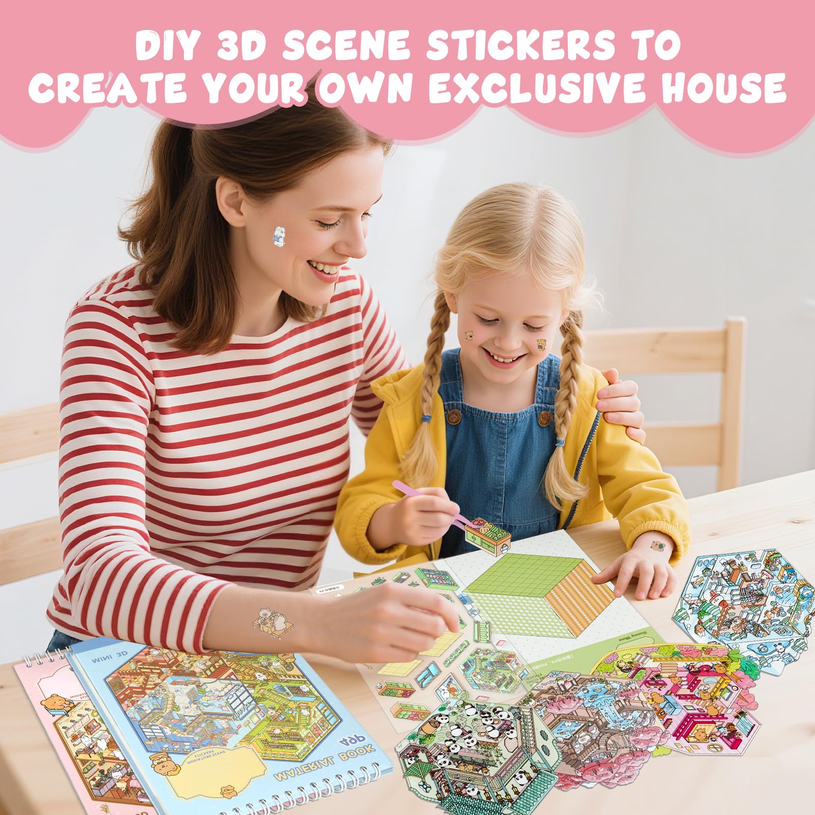 41 Sets DIY 3D Sticker Scene, PET 3D House Stickers, Cute Cartoon Sticker Therapy - Image 4