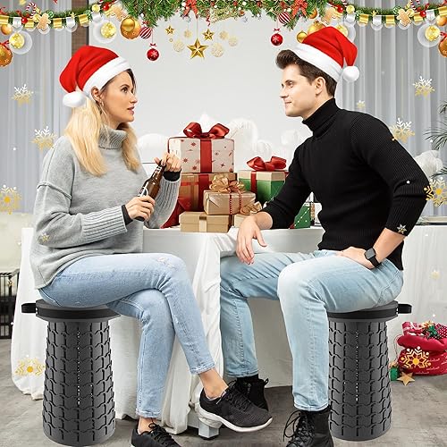 Miniatura 2 de ALEVMOOM Taburete plegable XXL actualizado 2026 de 19.7 pulgadas con cojín, 1000 libras de peso máximo, taburete telescópico portátil resistente,