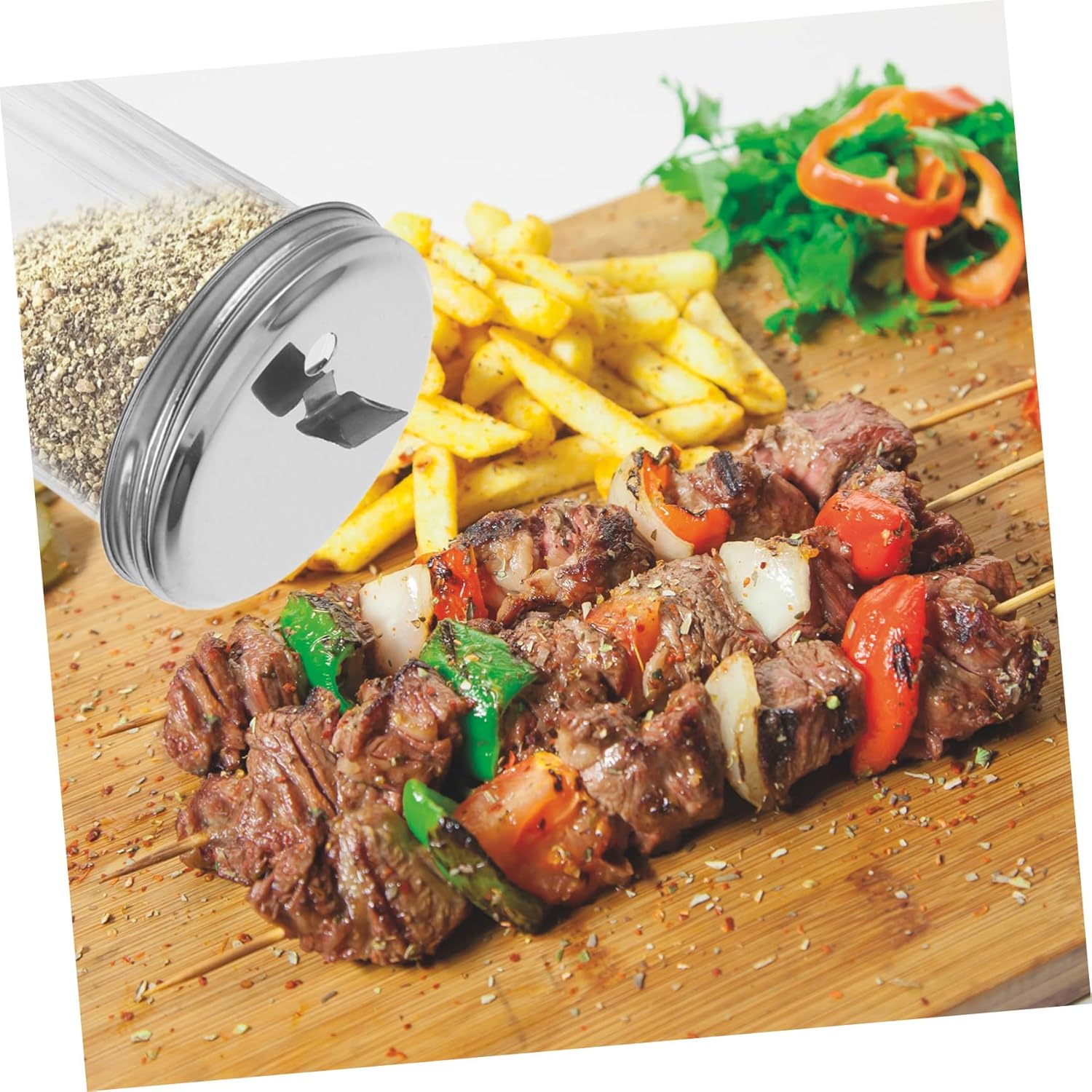 STOBAZA 4Pcs Clear Glass Seasoning with Stainless Steel Lid Versatile Condiment Dispenser for Salt Pepper and Sugar and Space Saving Design for Kitchen