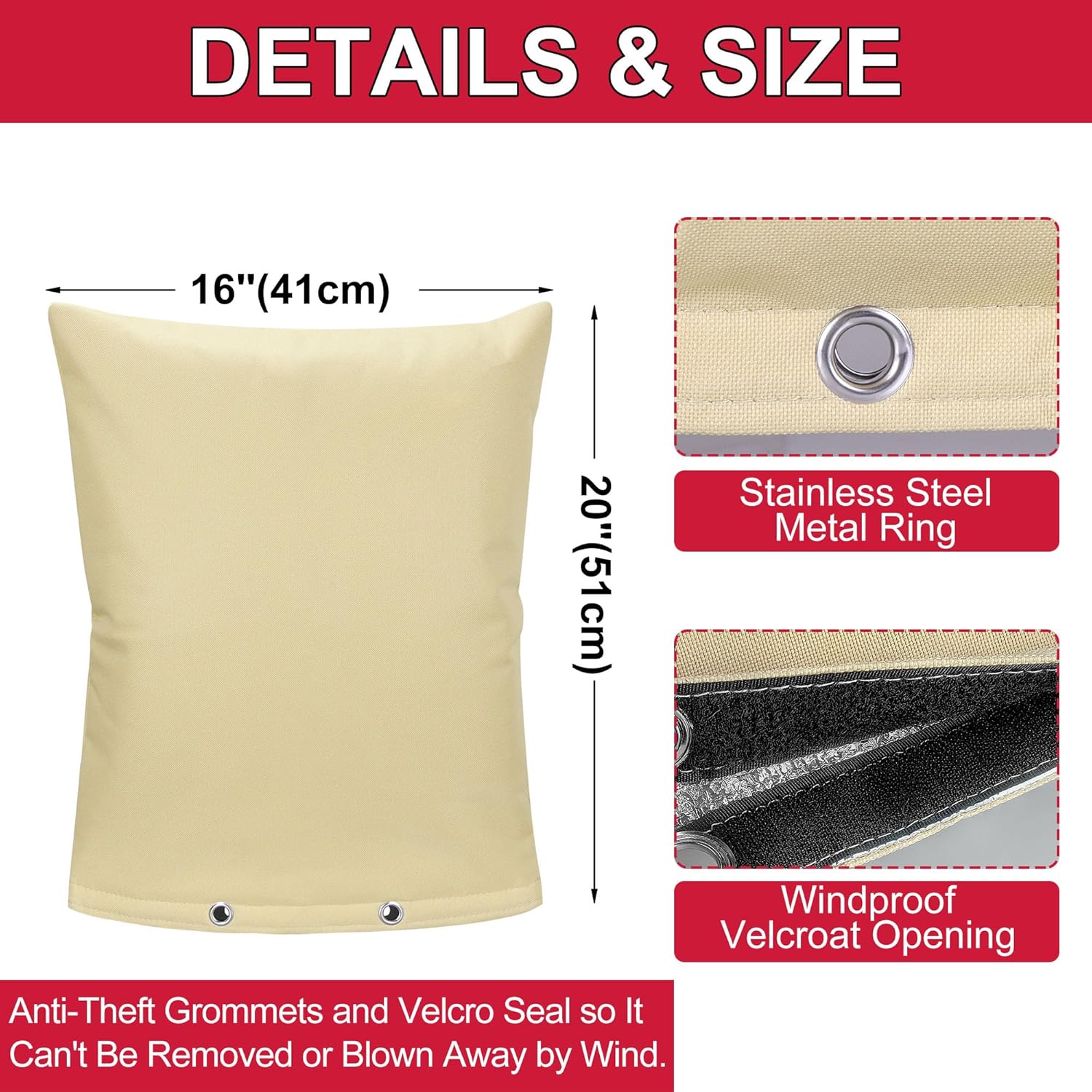 Backflow Preventer Cover Insulated Pouch, Sprinkler Covers with Aluminum Foil for Outside Pressure Vacuum Breaker Winter Water Well Pump Covers Insulated Backflow Cover Pipe Cover (16 Wx20 H, Beige)