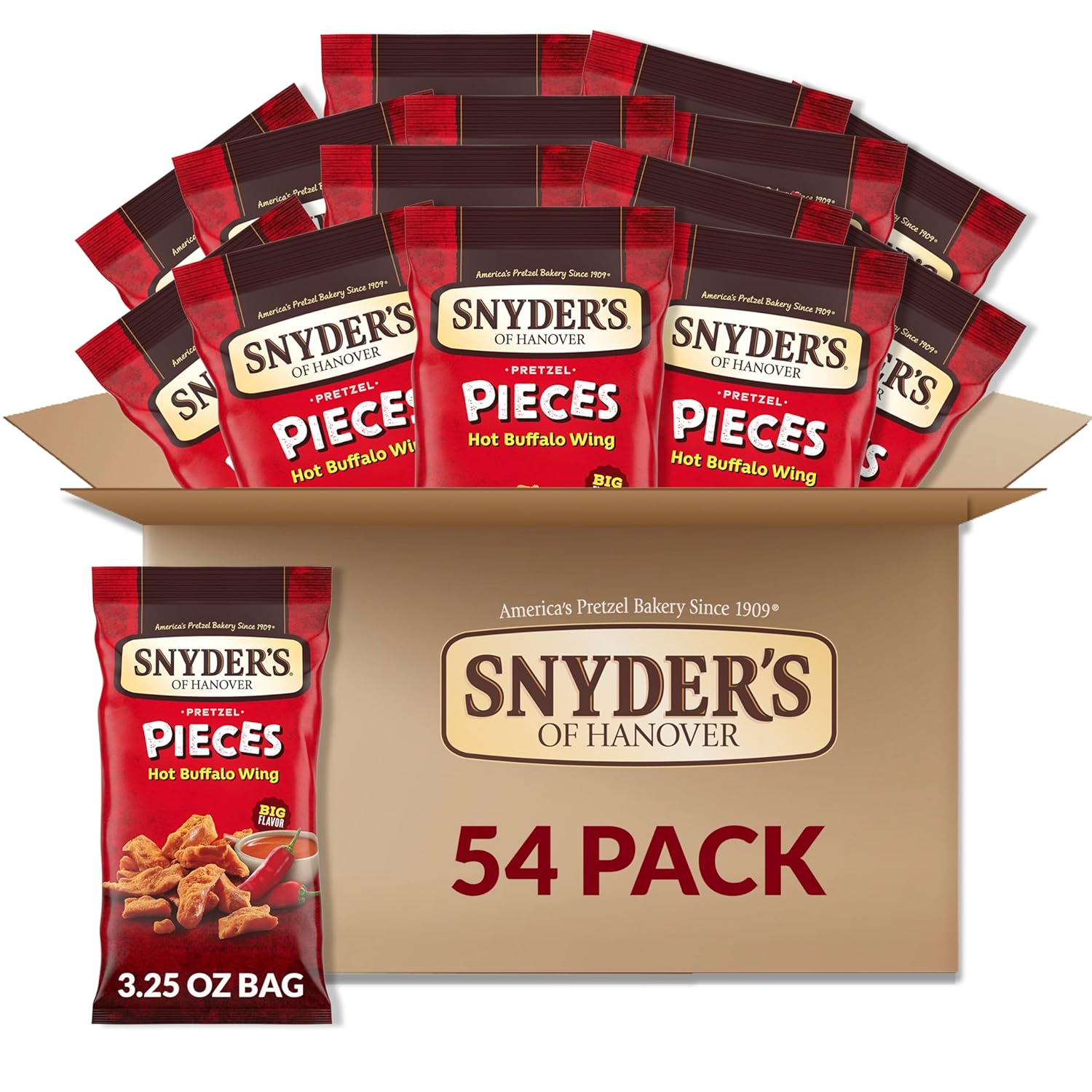 Snyder's of Hanover Pretzel Pieces, Hot Buffalo Wing, 3.25 Ounce, (Pack of 6)