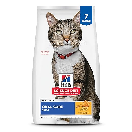 Hill's Science Diet Oral Care, Adult 1-6, Plaque & Tartar Buildup Support, Dry Cat Food, Chicken Recipe, 7 lb Bag