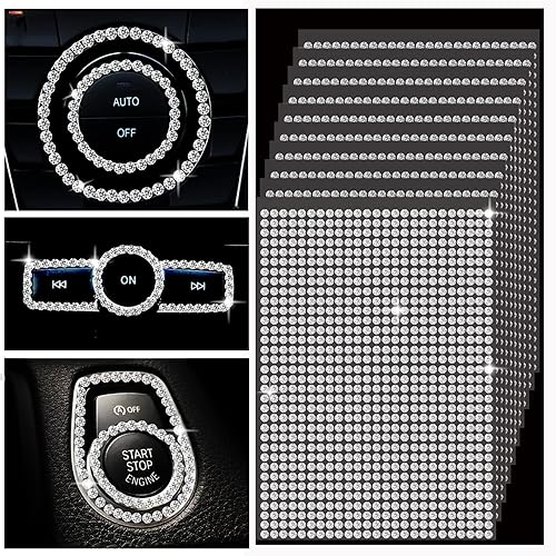 10 hojas de 8500 decoraciones brillantes para automóvil, calcomanías de diamantes de imitación, autoadhesivas, adecuadas para decorar varios