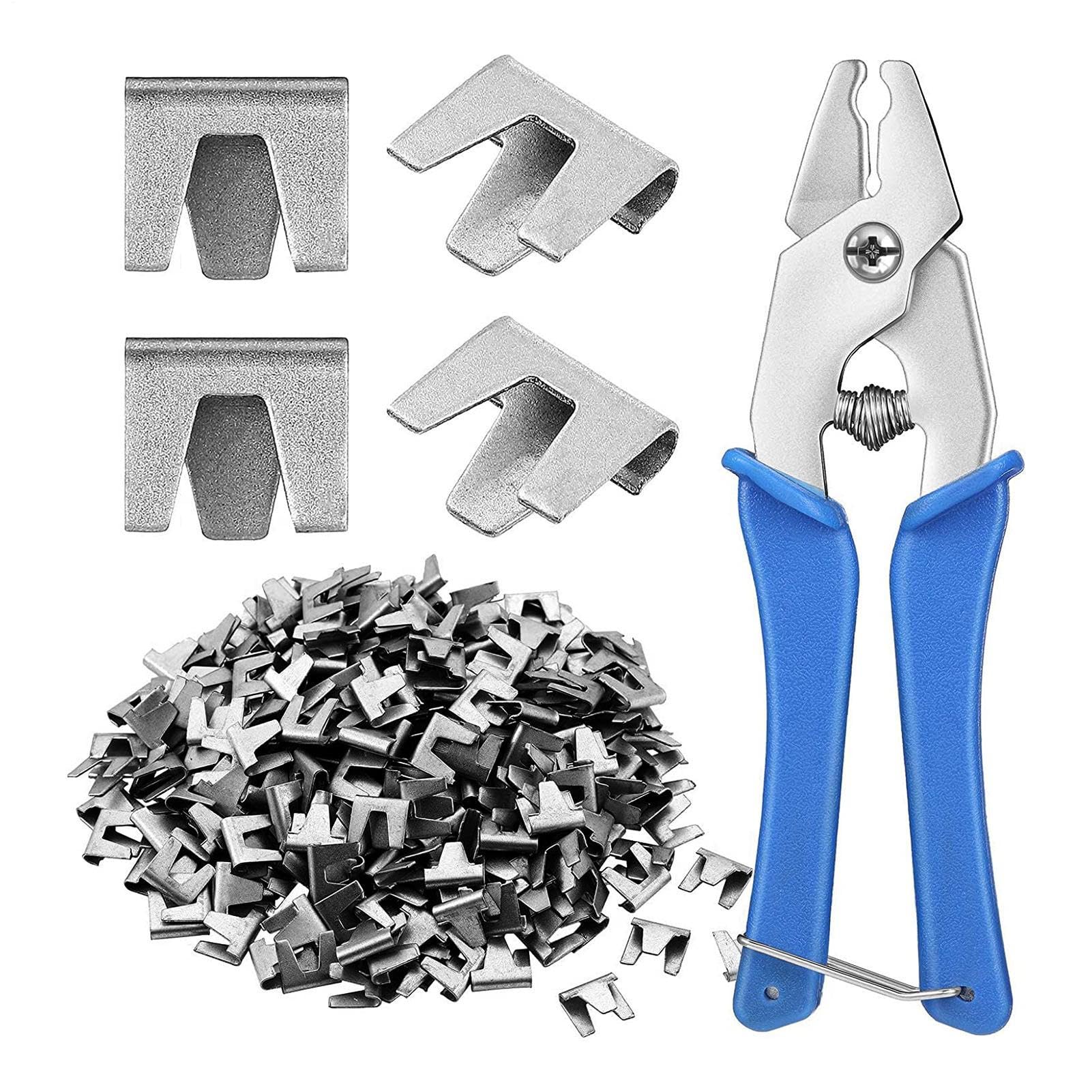 Wire Cage Plier, J Clips Plier With 300 Clips, Wire Cage Buckle, Portable J Clip Clamp, Durable Reliable Mounting Tool, Fasten Clips(Handle Color Random)