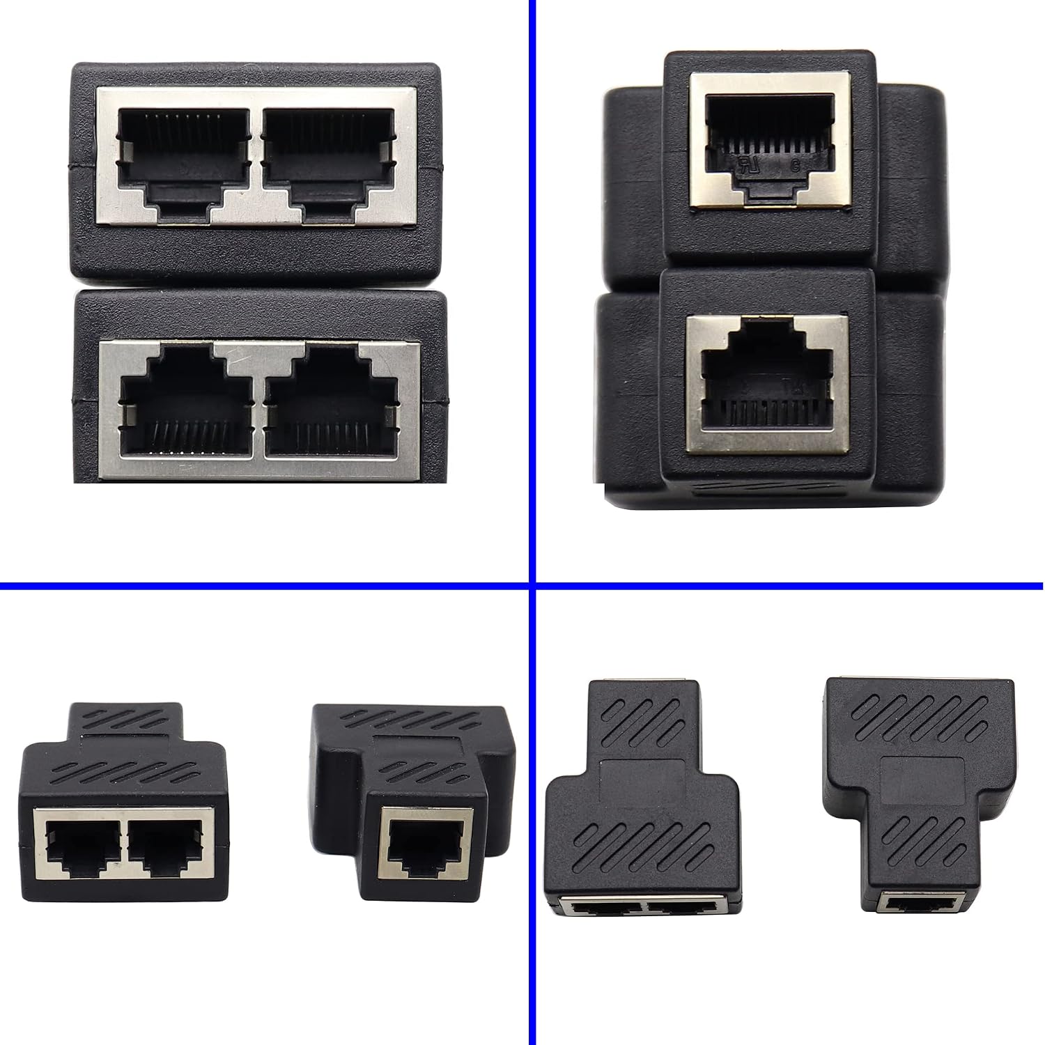 Ethernet Cable RJ45 Splitter Adapter 1 to 2 Double Contact Modular Plug Connect(Can't Run Both at The Same TIME) LAN Network Internet Splitter 1 to 2 for Cat 5/6/7 Cable（2 Pack）