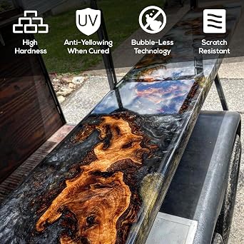 Superclear Table Top Epoxy Resin, Crystal Clear 1:1 Protective Coating for Tabletops, Bar Tops, Countertops, Anti-Yellowing UV Resistant, Made in the USA (10 Gallon Mega Pack Epoxy Resin Kit)