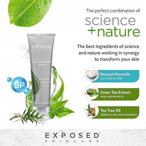Miniatura 7 de Exposed Skin Care, Suero de tratamiento para el acné con peróxido de benzoilo al 3.5% - Tratamiento ligero para manchas de acné - Elimina