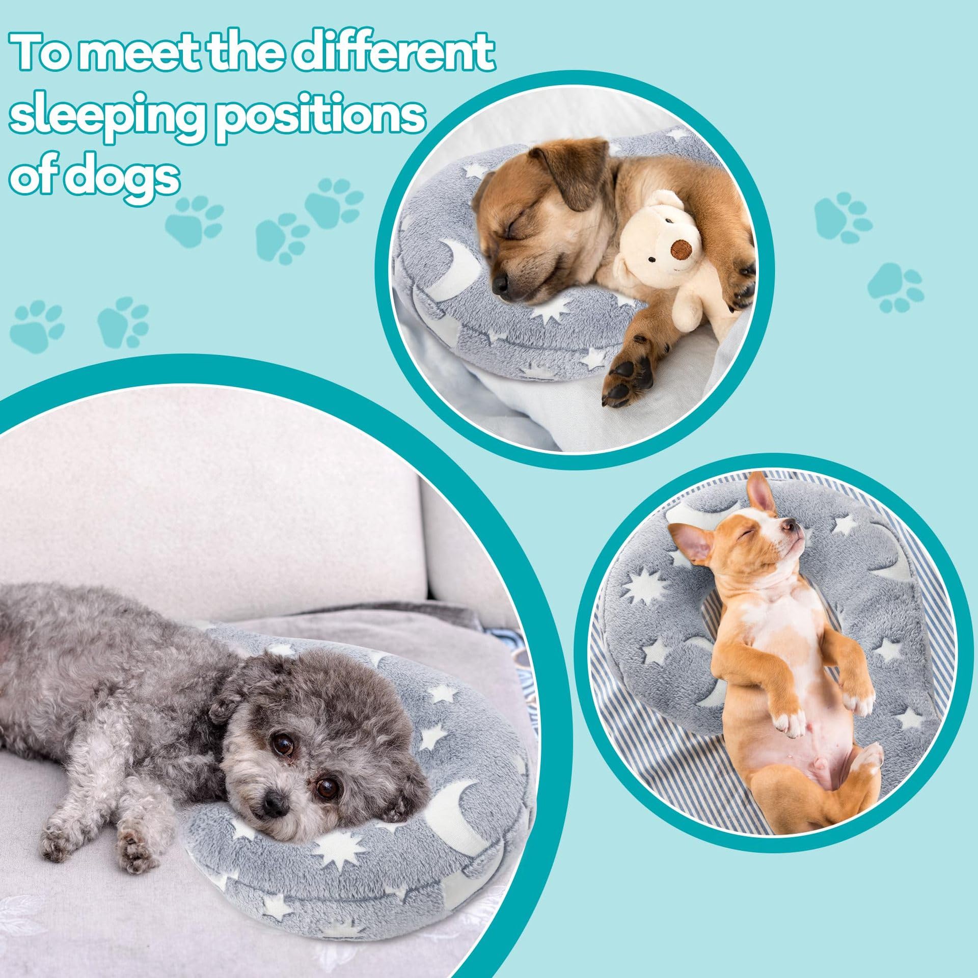 Hunde Beruhigungskissen für Hunde und Katzen,60 * 40cm,Flauschiges weiches Schlafpolster gemütliches Bettkissen,Glow-in-the-Dark-Effekt,Welpenkätzchen tolles Geschenk,waschbar (grau)