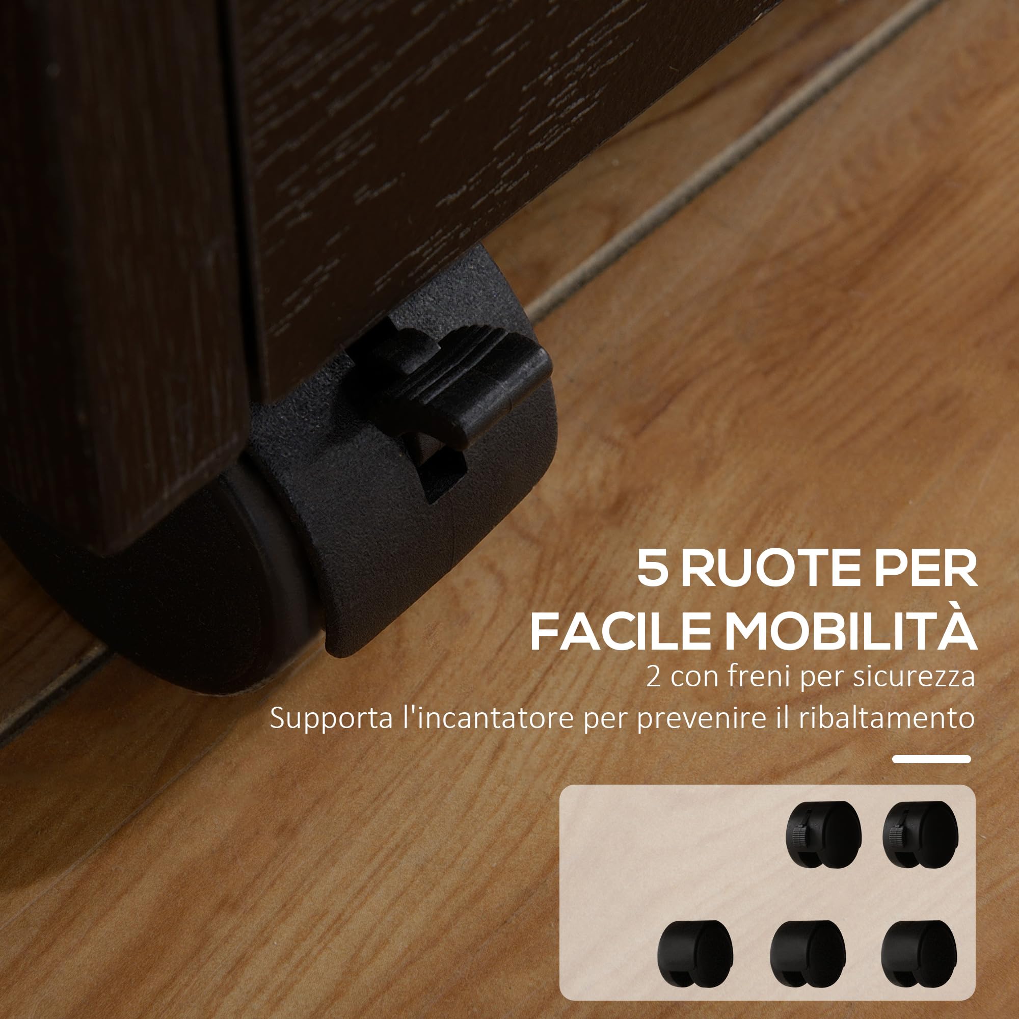 HOMCOM Schedario da Ufficio con 3 Cassetti, 5 Ruote, Cassettiera Ufficio con Serratura e 2 Chiavi per Lettera/Legale/Formato A4, Armadietto Verticale per Studio, 39.2x40x65.4 cm, Nero