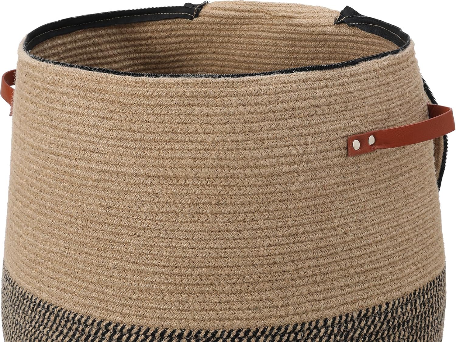 Extra Large Cotton Rope Flagon Basket with Lid and Zipper, Versatile Hamper and Cloth Bin for Clothes, Towels, Blankets, Perfect for Living Room Organization (Jute, 20"x26")