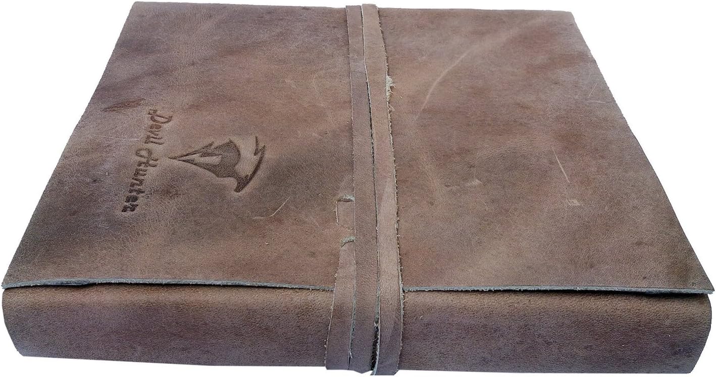 Journal Writing Notebook, Antique Handmade Leather Bound Daily Notepad for Men & Women, Perfect Gift for Art Sketchbook, Travel Diary & Notebooks to Write in (7" Medium)