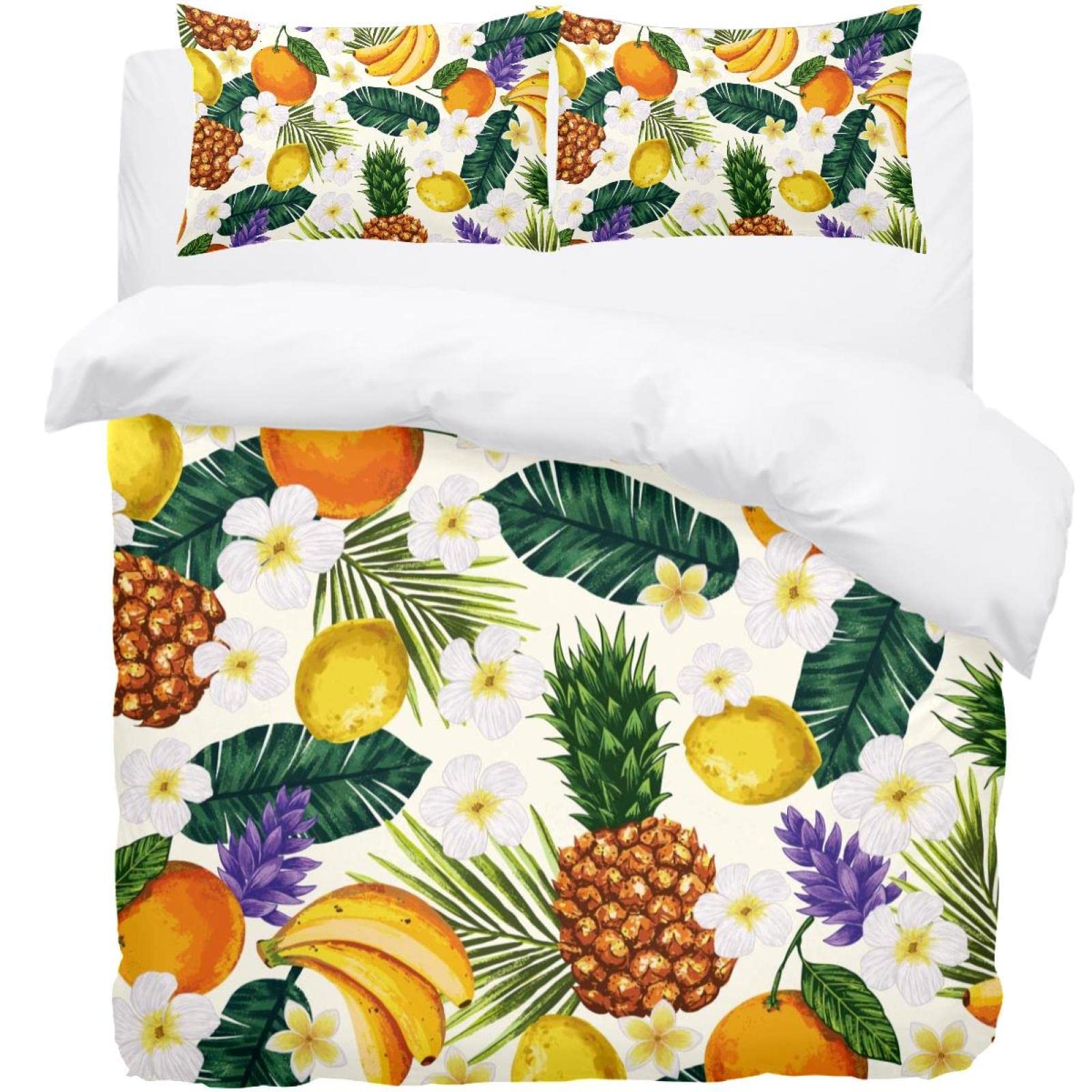 Housse de couette ananas et citron pour une chambre fraîche
