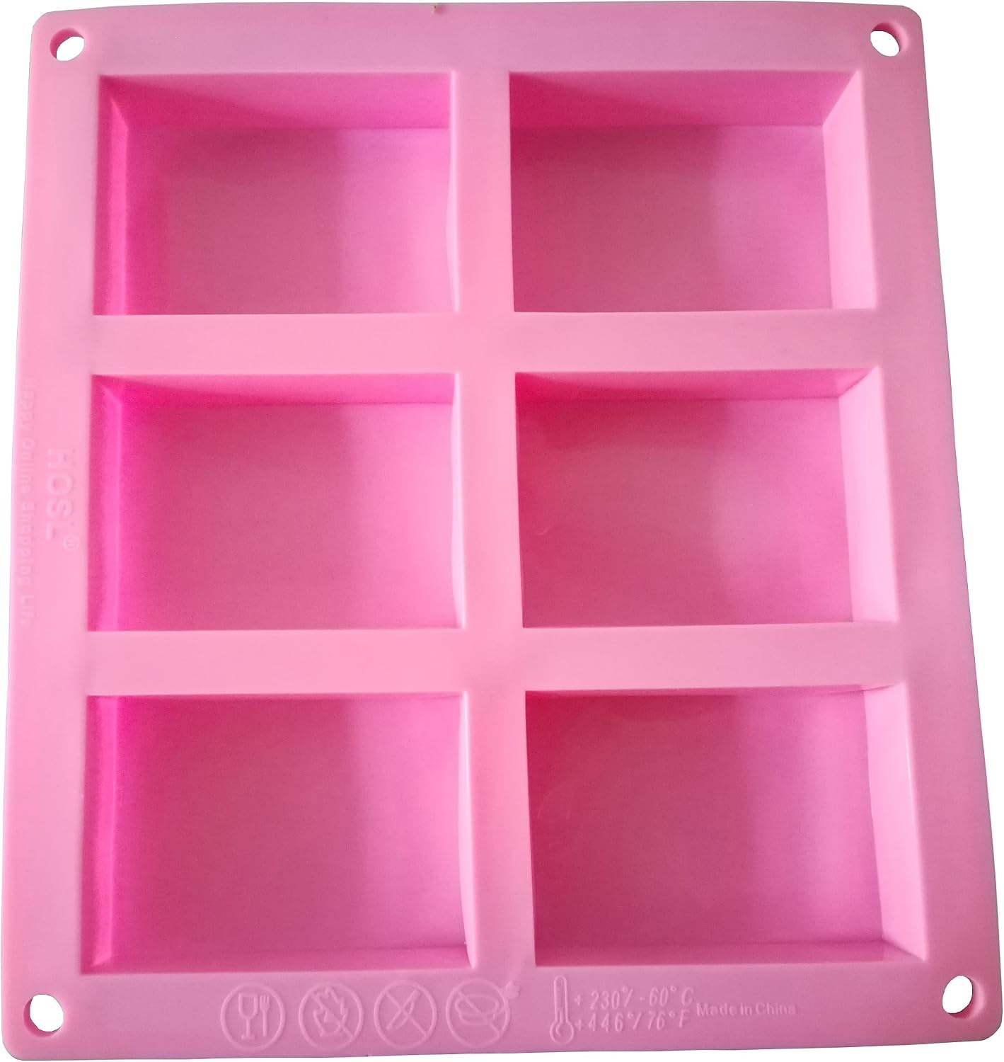 HOSL 3 Pack 6-Cavity Plain Basic Rectangle Silicone Mould For Homemade Craft Soap Mold, Cake Mold, Ice Cube Tray