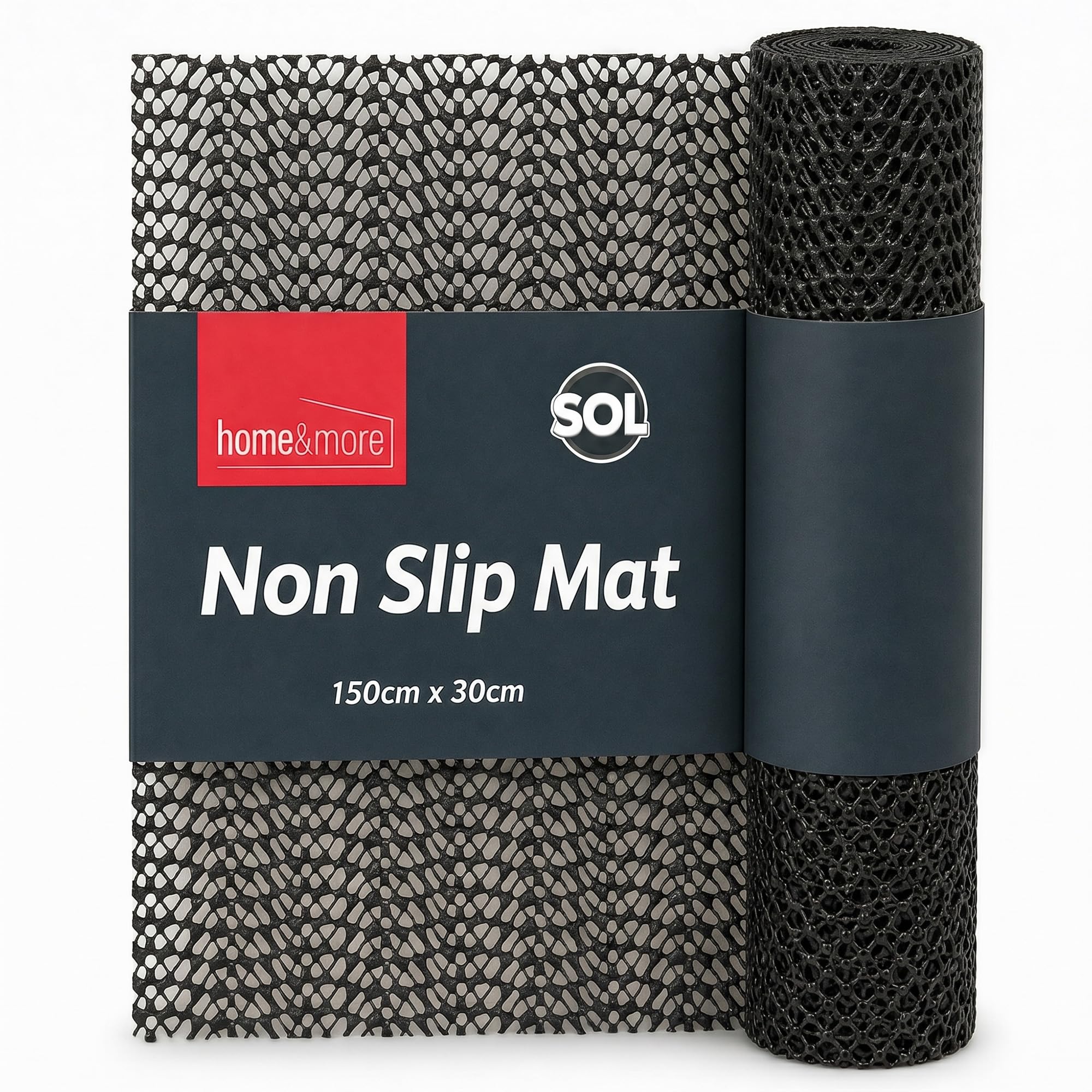 SOL 1pk Non Slip Mat Roll - 150cm x 30cm Rubber Matting Shelf and Drawer Liner - Anti Slip Rug Underlay Grip Mat - 1pk x 150cm