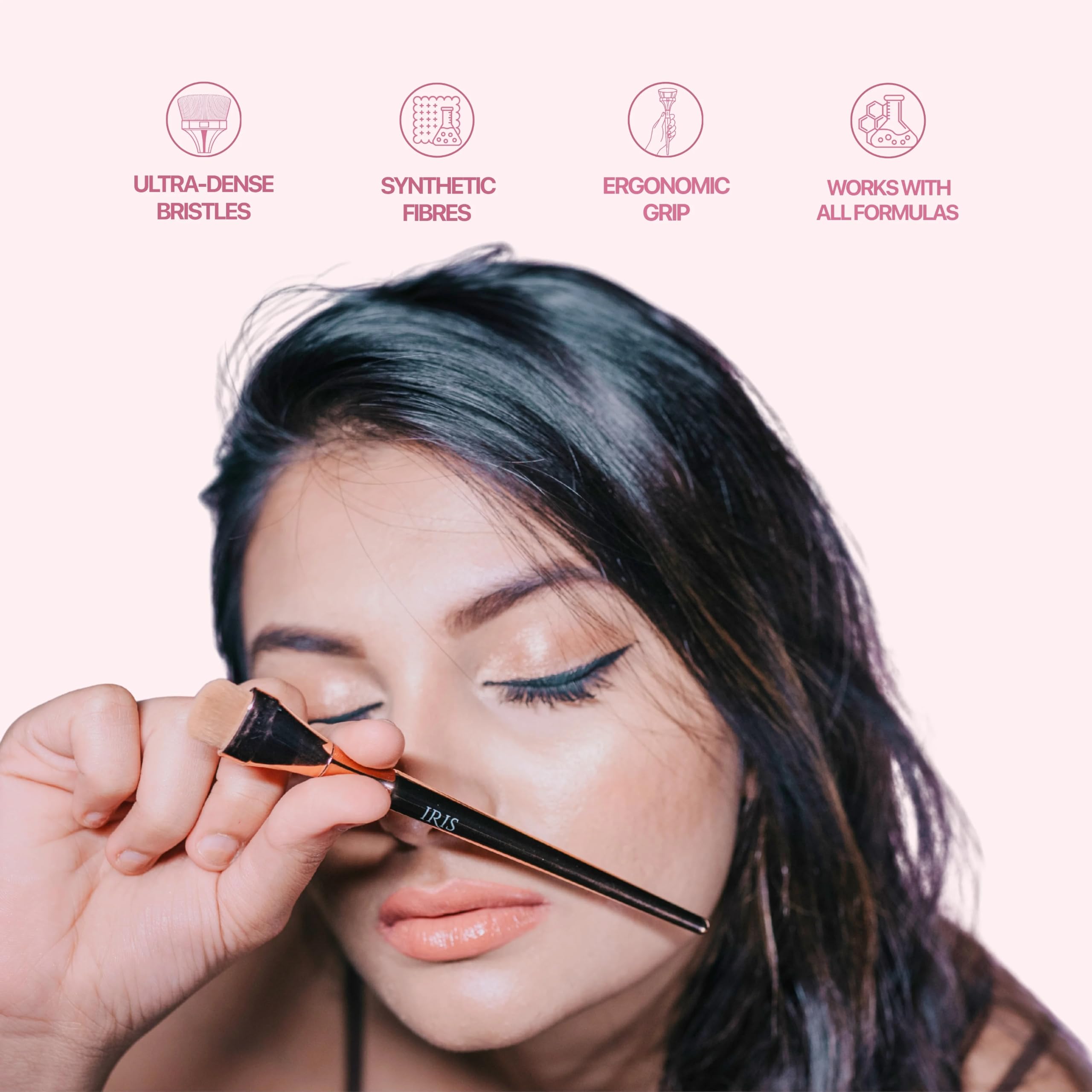 IRIS COSMETICS Concealer Brush, Vegan & Cruelty Free, Dense Synthetic Bristles, Seamless Blending & Precision Coverage, 1 Pc 1