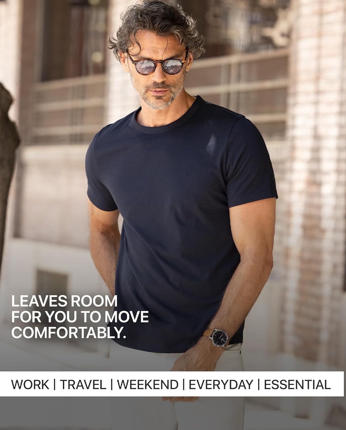 Mott & Bow Men’s Driggs Classic Crew Neck Pack of 3 T-Shirt – 100% Combed Cotton, Everyday Fit, Durable & Pre-Shrunk