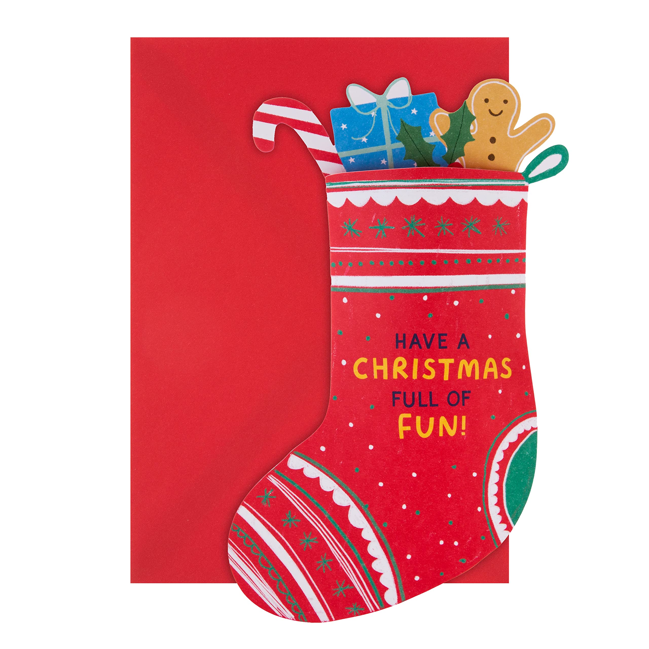 Hallmark Open Christmas Card - Contemporary 3D Pop Up Stocking Design