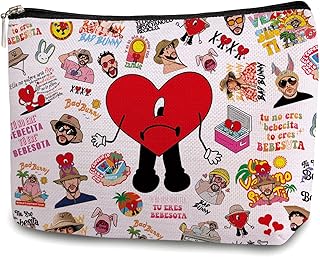 Bad Rabbit Makeup Bag Red Heat Merch Zipper Pouch Makeup Bag, Funny Singer Merchandise for Gir Women Friends Gifts Travel Cosmetic Bag, Travel Bag Toiletry Bag(13M004)