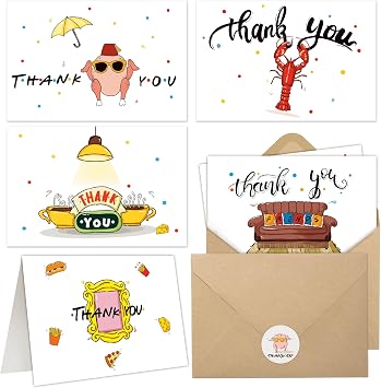 48 Pack Friend Funny Thank You Cards Wtih Envelopes & Stickers, Funny Greeting Note Blank Cards,for Wedding,Teachers,Bride,Employee,Business Coworker,Baby Shower Gratitude Appreciation 4 X 6 In