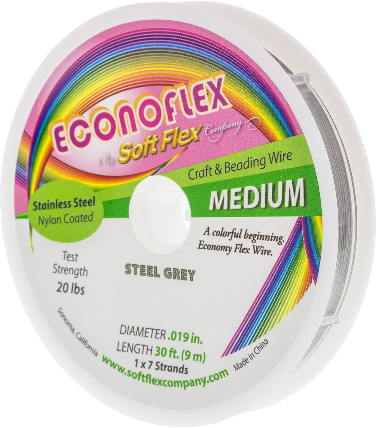 Econoflex Beading Wire, Steel Grey, 019 Inch, 30 Feet BDC