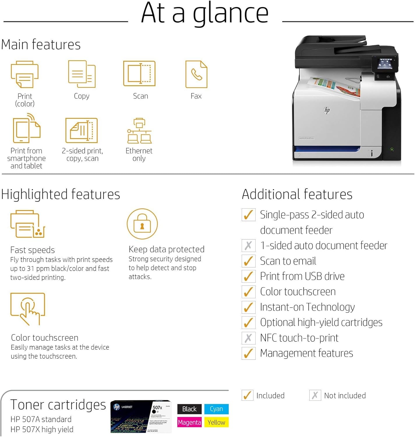 HP LaserJet Pro 500 color MFP M570dn (CZ271A) (Renewed)