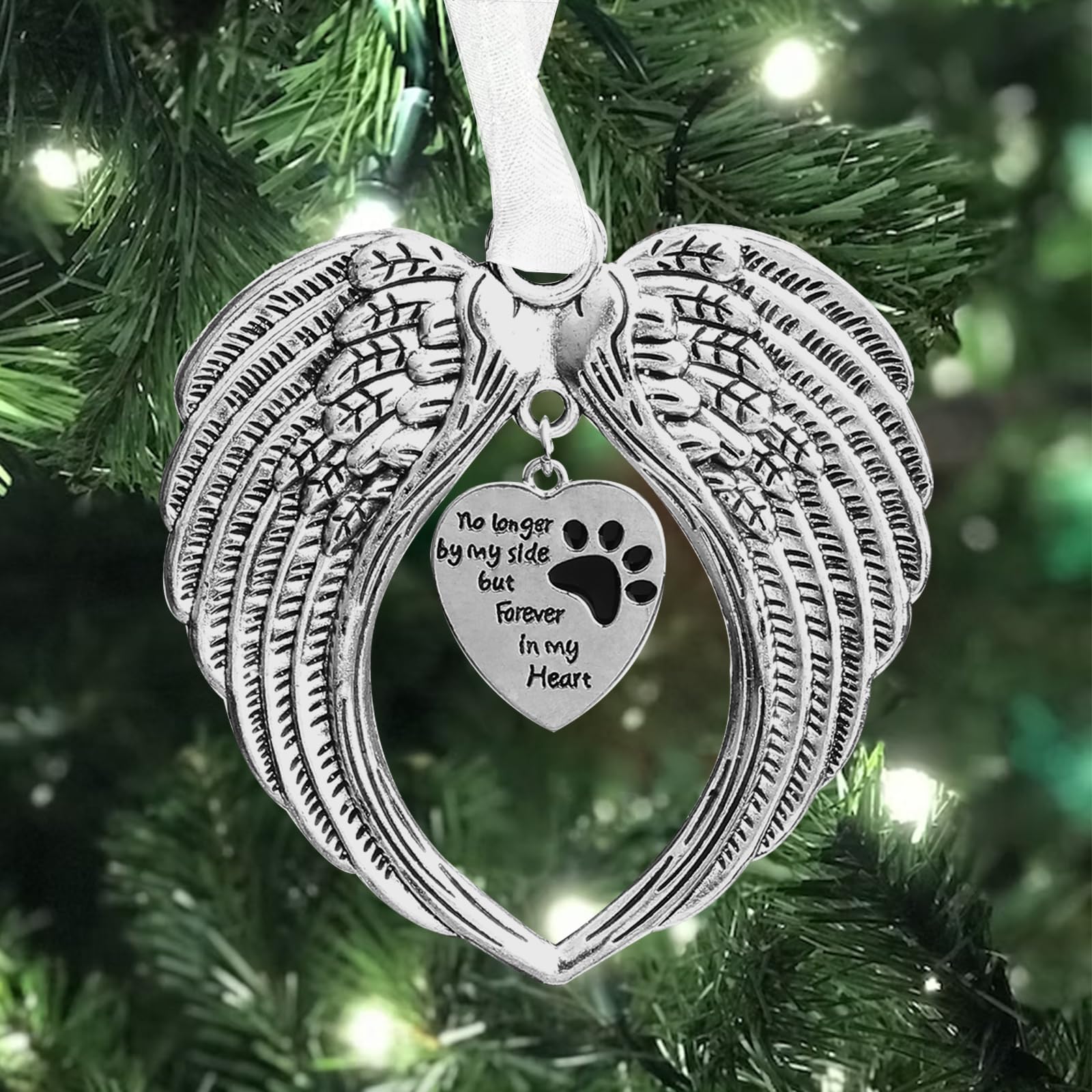 Christmas Angel Wing Memorial Ornament for Loss of Loved Pet Dog Passing Away Gifts Christmas Memorial Angel Wings for Christmas Tree Hanging Bereavement Sympathy Gifts