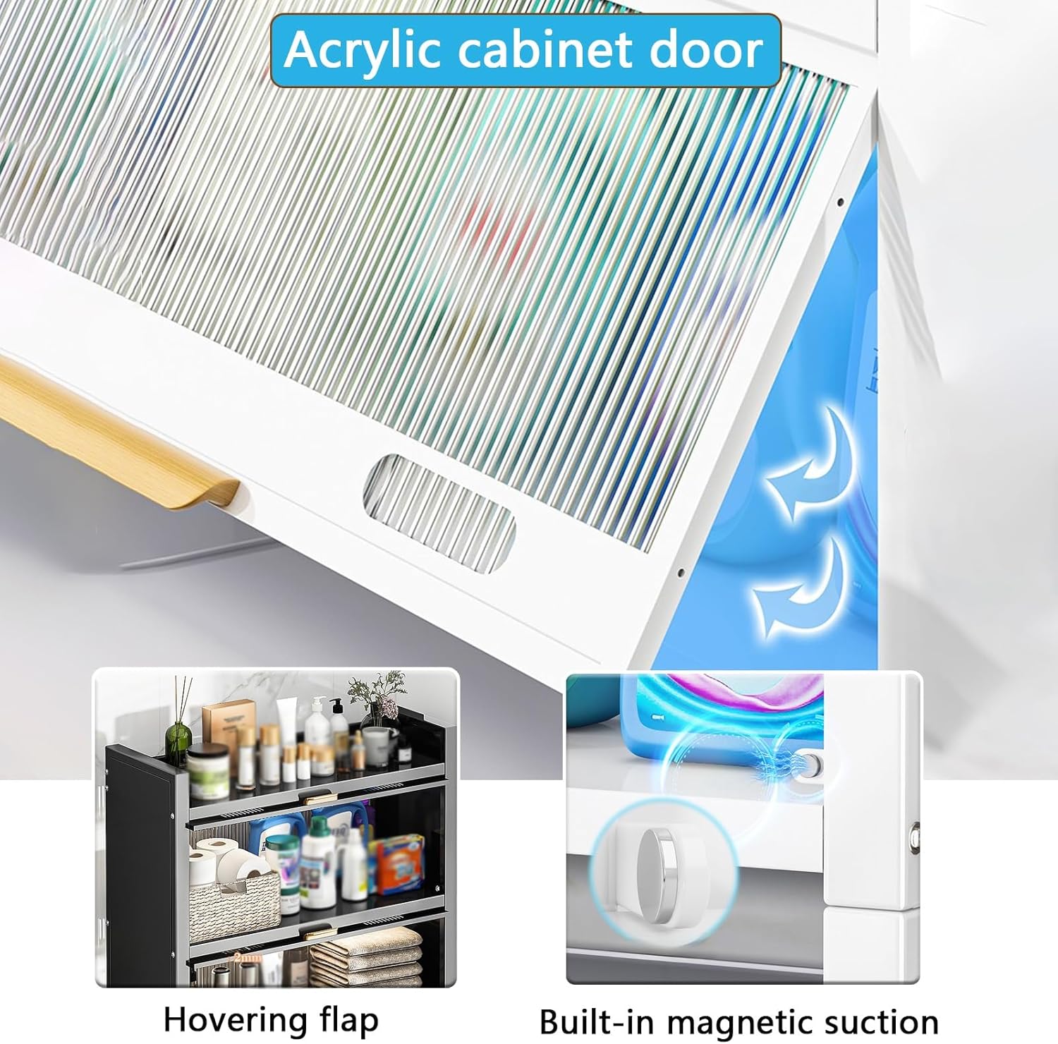 Over The Toilet Storage Cabinet, Bathroom Storage Over The Toilet, Bathroom Organizer Over with Acrylic Doors and Drawers, X-Shaped Bar, for Restroom, Laundry(Black,142cm/55.9in)