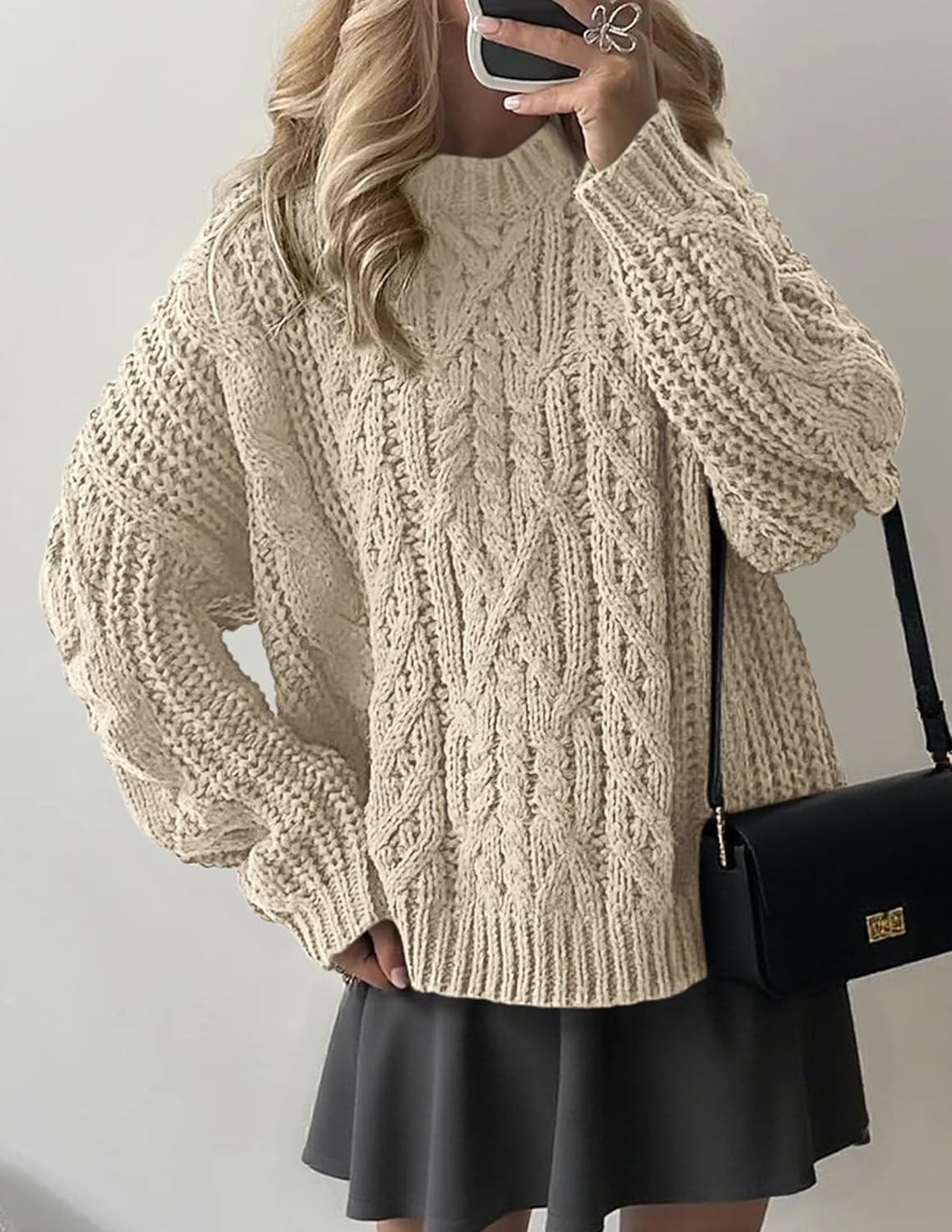 PRETTYGARDEN Women's Oversized Fall Sweaters 2026 Casual Long Sleeve Crewneck Chunky Cable Knit Pullover Tops Winter Clothes - Image 2