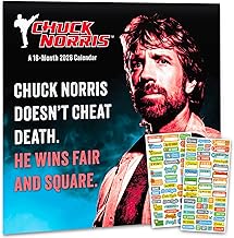 Chuck Norris Calendar 2026 - Deluxe 2026 Chuck Norris Wall Calendar Bundle with Over 100 Reminder Stickers (Funny Gag Gifts, Office Supplies)