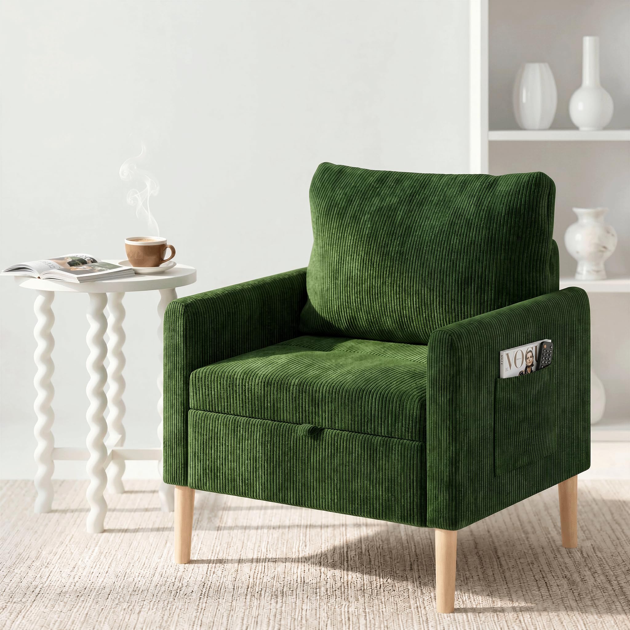 Sofá de pana con almacenamiento Fabulcozy, sillón multifuncional para salón