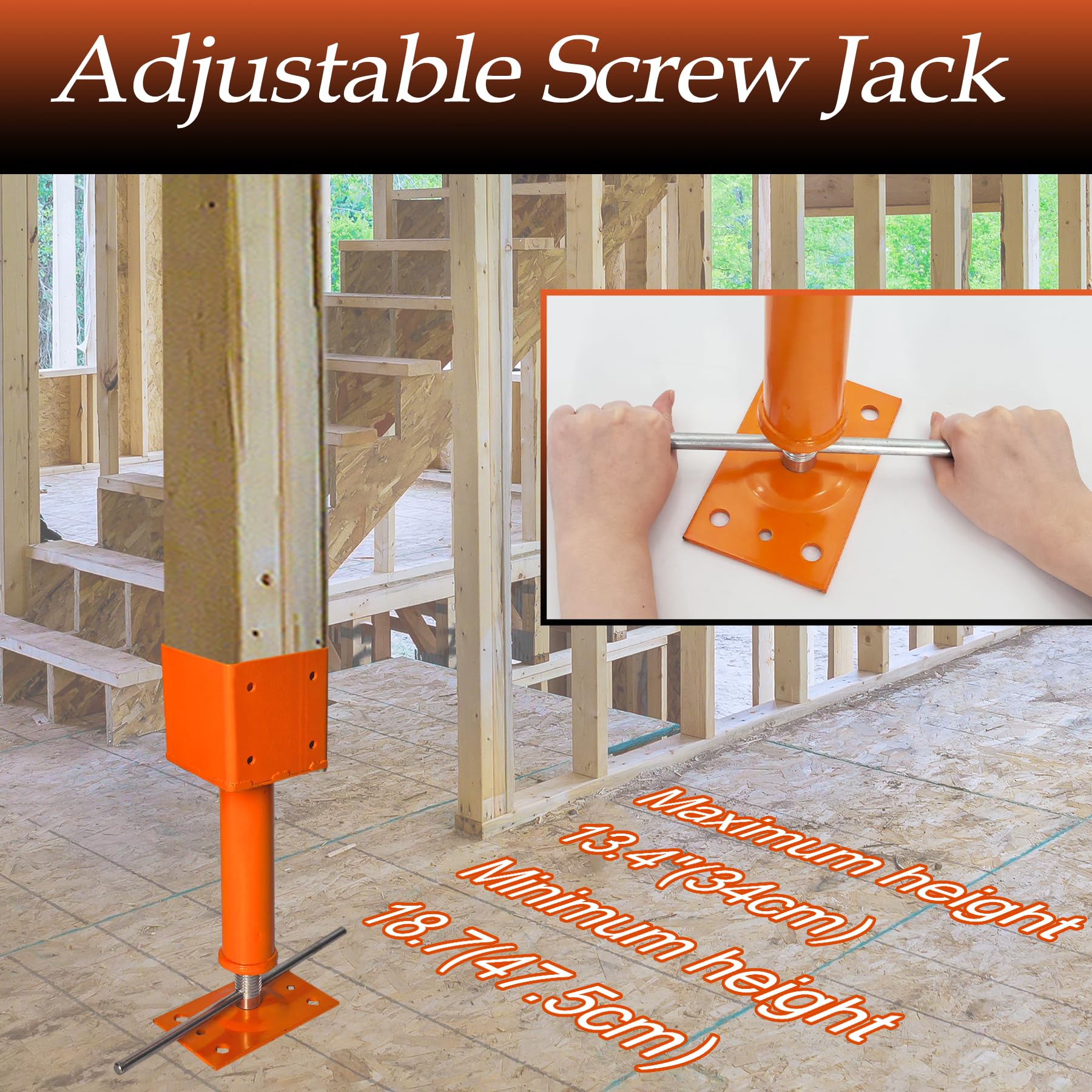 4x4 Screw Jacks – Heavy Duty Adjustable Floor Jacks For Leveling, 24000 Lbs Capacity, 2 Pack - View #12