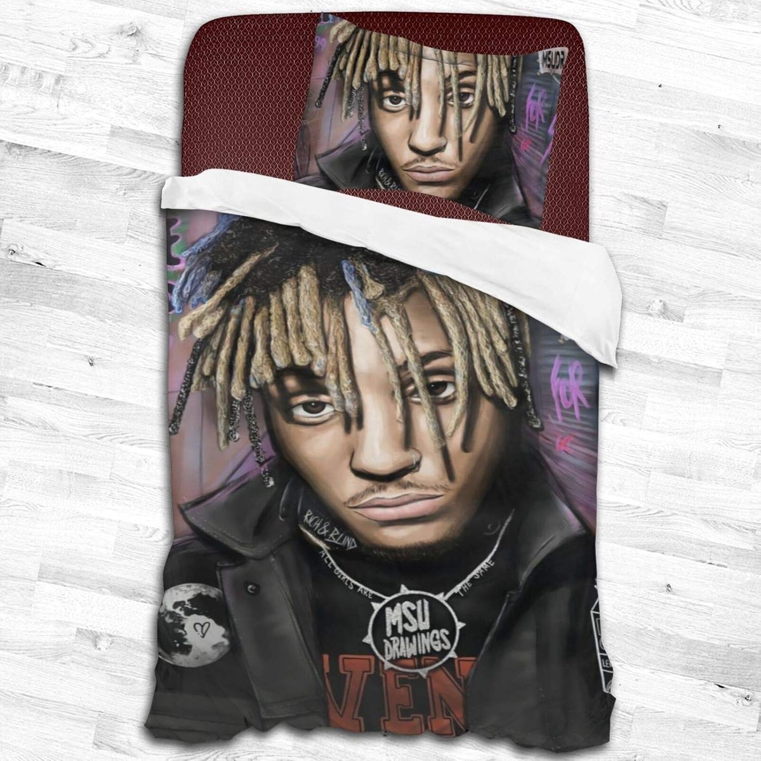 TopliTrend JuiceRapWrld999 Bedding Set Ultra Soft Microfiber Duvet Cover Zipper Closure