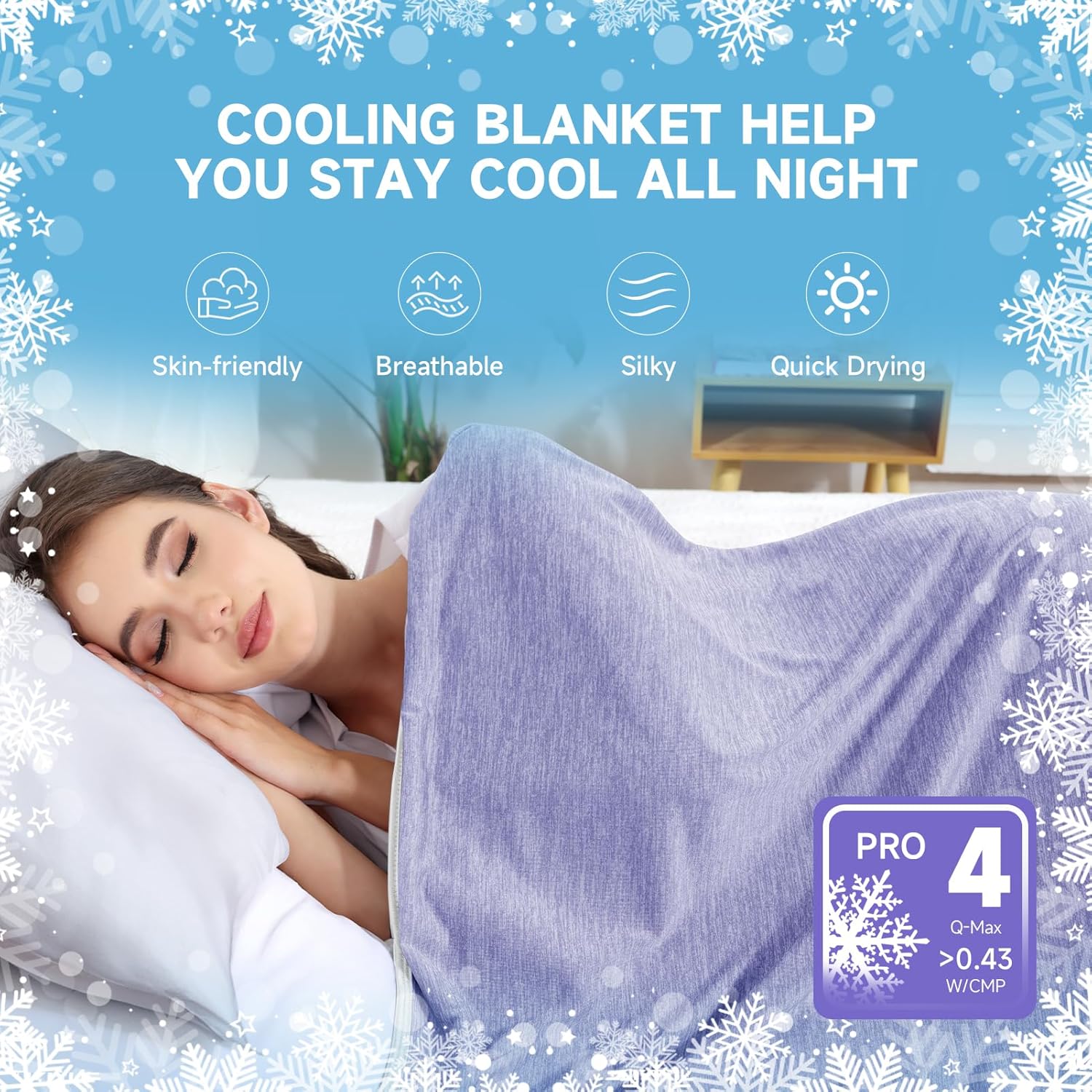 Cooling Blanket, 60"x80" Cooling Blankets for Hot Sleepers Double Side Enhanced Cooling Ultra-Lightweight Absorbs Body Heat, Breathable Soft Thin Summer Blanket for Bed, Couch - Purple