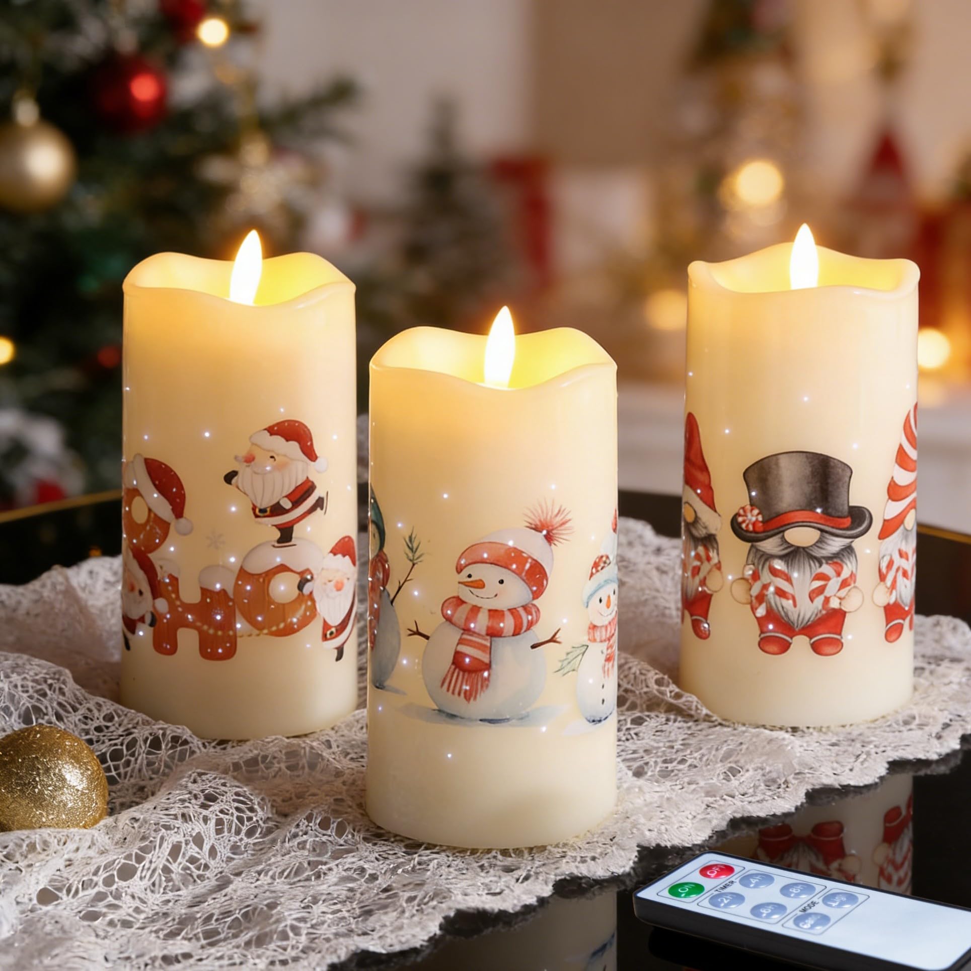 Amazon.com: Eywamage Christmas Fiber Optic Flameless Pillar