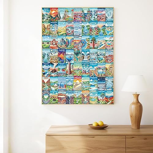 Miniatura 6 de ALL4JIG Rompecabezas de 1000 piezas con diseño de recortes de papel del Parque Nacional para adultos y niños, regalo de Papá Noel secreto, regalo de