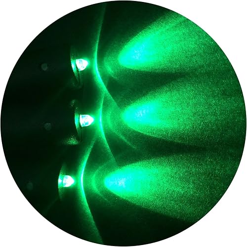 Miniatura 2 de Paquete de 3 luces LED verdes con micro efecto intermitente, control de atenuador de parpadeo estroboscópico de 9 voltios funciona con pilas para