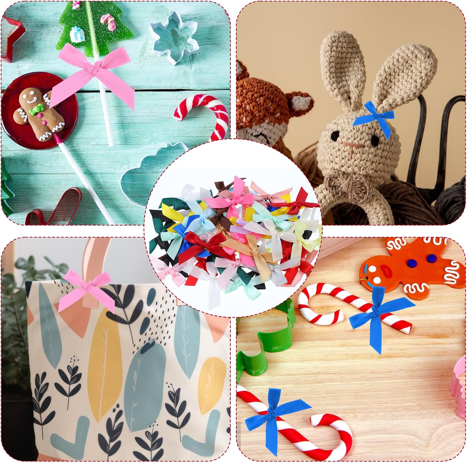 50 PCS Mini Bows for Crafts, Small Ribbon Bows for Crafts, 1.77" Small Gift Bow, Multicolor Bowknot Decoration Accessories for Christmas Wedding Birthday Party Gift Wrapping DIY Craft - Image 7