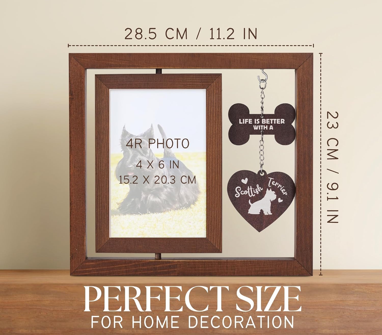 InnoBeta Scottish Terrier Gifts, Rotating Picture Frame, 4x6 Double-Sided Display Photo Frame, Life is Better with A Scottish Terrier