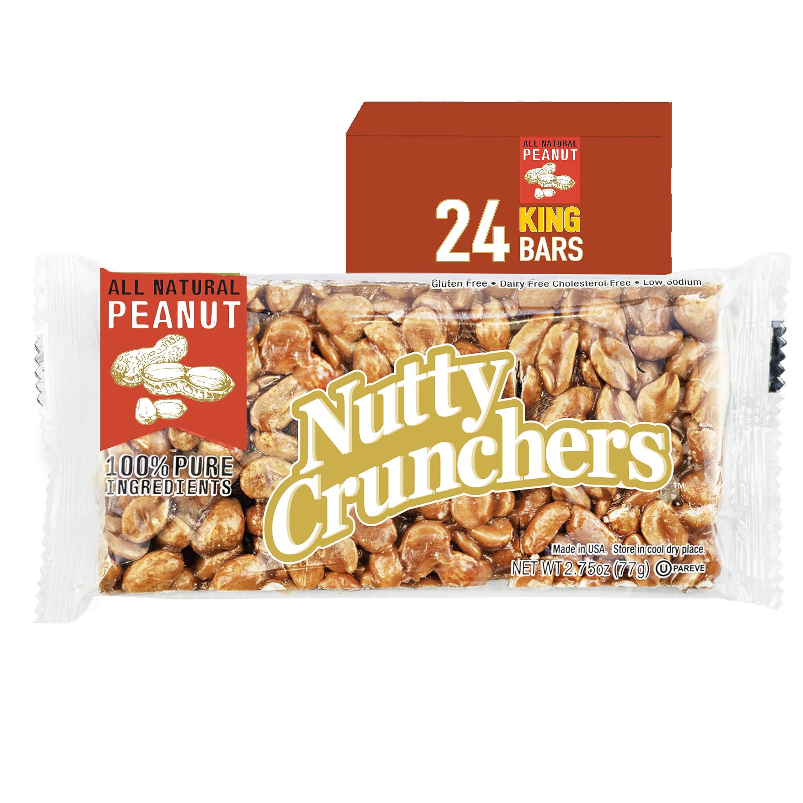 Nutty Crunchers All Natural Ingredients (Peanut, 24 Large Bars/box)